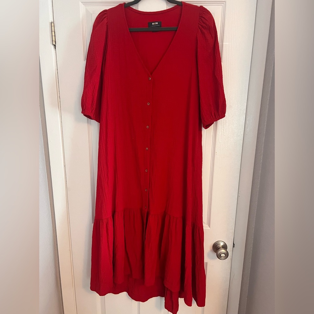 Anthropologie Vibrant Red Maxi Dress